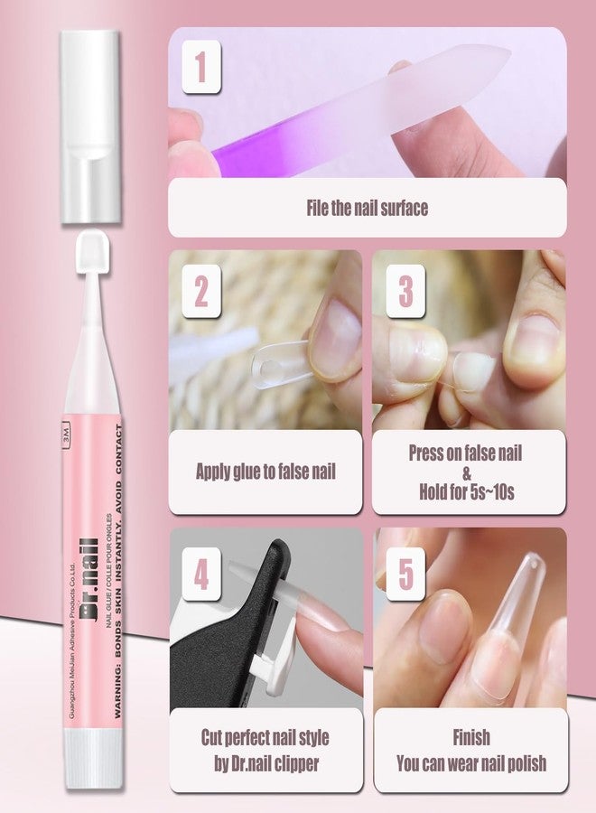 Dr.nail 20 Pcs Nail Glue Set for Acrylic Press On Nails Tip Super Strong Glue for Fake Nails Professional Adhesive Super Bond Fast Drying Glues Long Lasting 0.07oz No Need for UV Lamp - Image 4